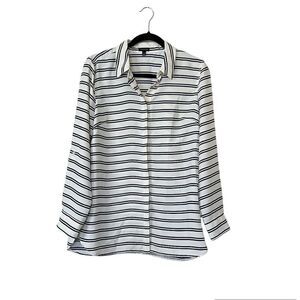 Talbots Boyfriend Button Down Shirt Blouse Striped Size Medium